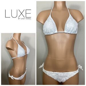 New. LUXE white lace bikini. Medium. Retails $149
